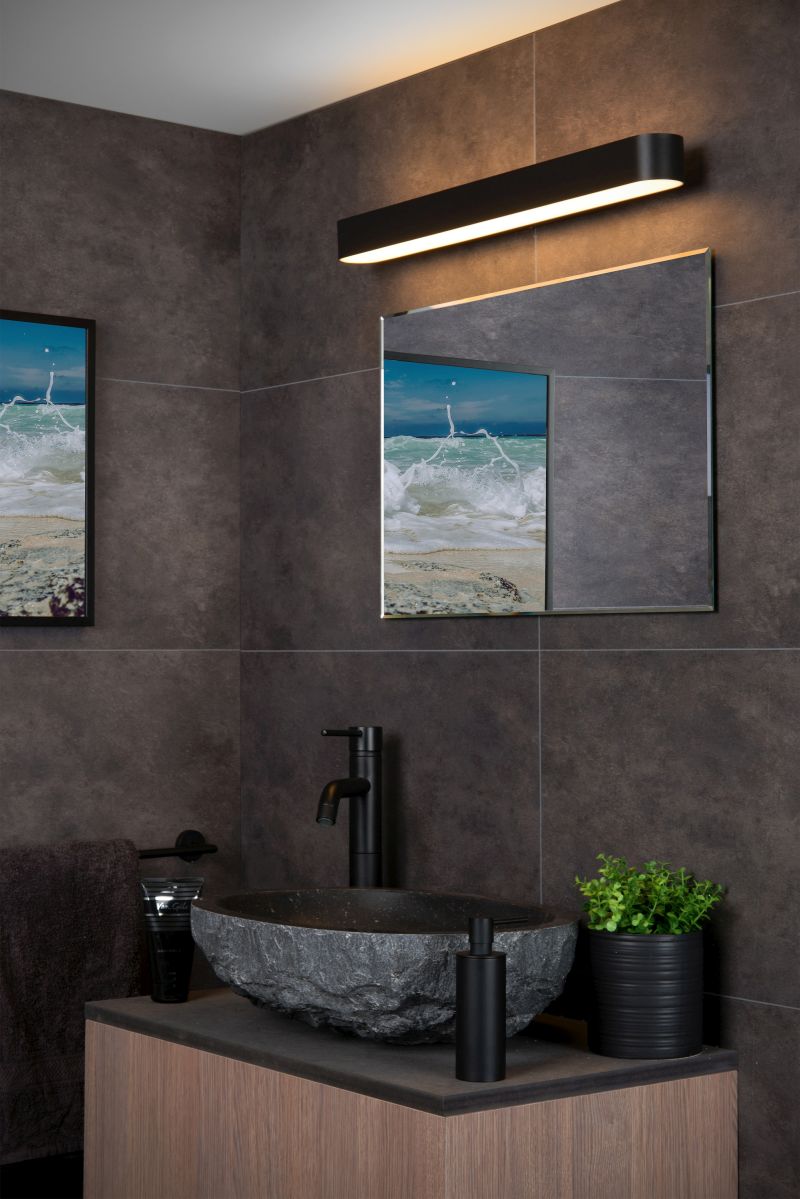 Lucide MADELON - Nástenné svietidlo Kúpeľňové - LED - 1x9W 2700K - IP44 - Čierne